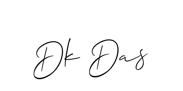 The best way (Allison_Script) to make a short signature is to pick only two or three words in your name. The name Dk Das include a total of six letters. For converting this name. Dk Das signature style 2 images and pictures png