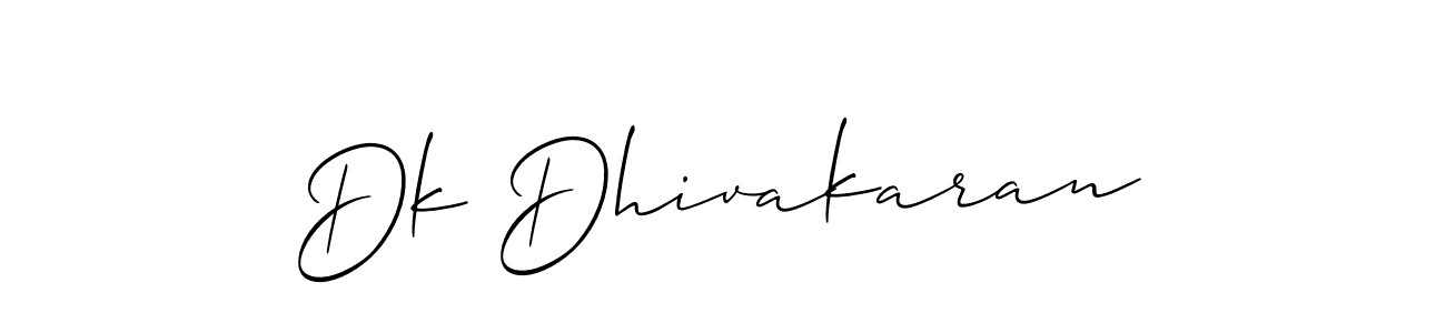 This is the best signature style for the Dk Dhivakaran name. Also you like these signature font (Allison_Script). Mix name signature. Dk Dhivakaran signature style 2 images and pictures png