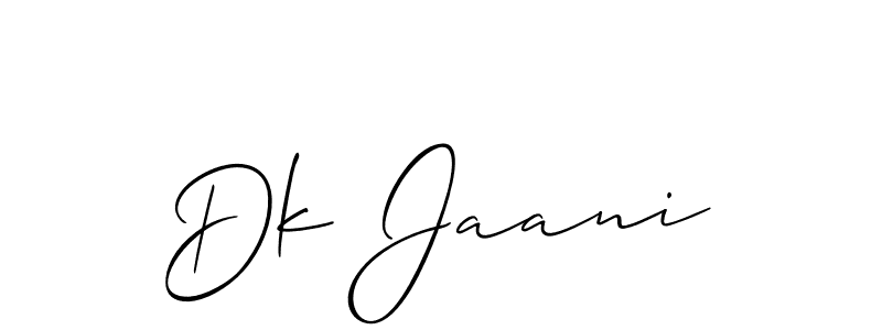 if you are searching for the best signature style for your name Dk Jaani. so please give up your signature search. here we have designed multiple signature styles  using Allison_Script. Dk Jaani signature style 2 images and pictures png