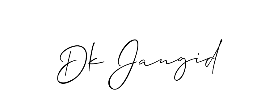 Design your own signature with our free online signature maker. With this signature software, you can create a handwritten (Allison_Script) signature for name Dk Jangid. Dk Jangid signature style 2 images and pictures png