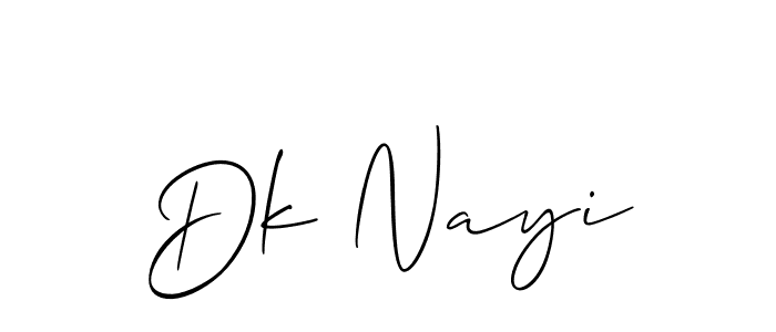 How to make Dk Nayi name signature. Use Allison_Script style for creating short signs online. This is the latest handwritten sign. Dk Nayi signature style 2 images and pictures png