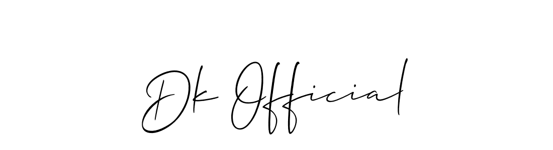 How to make Dk Official name signature. Use Allison_Script style for creating short signs online. This is the latest handwritten sign. Dk Official signature style 2 images and pictures png