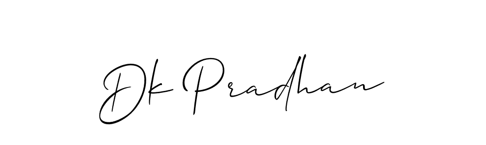 Make a beautiful signature design for name Dk Pradhan. With this signature (Allison_Script) style, you can create a handwritten signature for free. Dk Pradhan signature style 2 images and pictures png