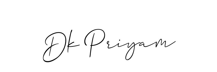 How to make Dk Priyam name signature. Use Allison_Script style for creating short signs online. This is the latest handwritten sign. Dk Priyam signature style 2 images and pictures png