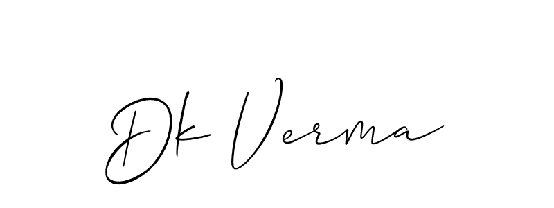 Also You can easily find your signature by using the search form. We will create Dk Verma name handwritten signature images for you free of cost using Allison_Script sign style. Dk Verma signature style 2 images and pictures png