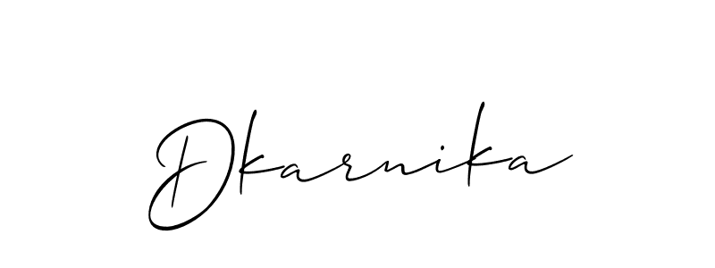 Make a beautiful signature design for name Dkarnika. With this signature (Allison_Script) style, you can create a handwritten signature for free. Dkarnika signature style 2 images and pictures png