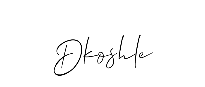 The best way (Allison_Script) to make a short signature is to pick only two or three words in your name. The name Dkoshle include a total of six letters. For converting this name. Dkoshle signature style 2 images and pictures png