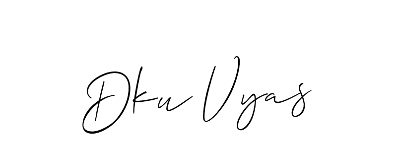 Make a beautiful signature design for name Dku Vyas. With this signature (Allison_Script) style, you can create a handwritten signature for free. Dku Vyas signature style 2 images and pictures png