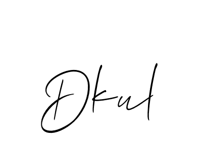 Allison_Script is a professional signature style that is perfect for those who want to add a touch of class to their signature. It is also a great choice for those who want to make their signature more unique. Get Dkul name to fancy signature for free. Dkul signature style 2 images and pictures png