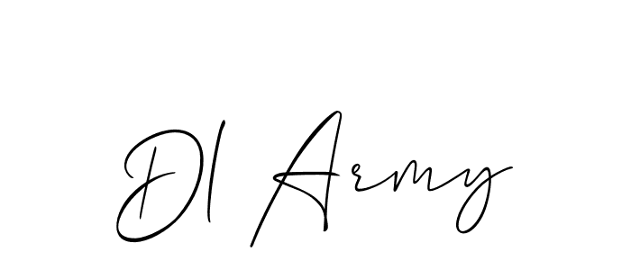 The best way (Allison_Script) to make a short signature is to pick only two or three words in your name. The name Dl Army include a total of six letters. For converting this name. Dl Army signature style 2 images and pictures png