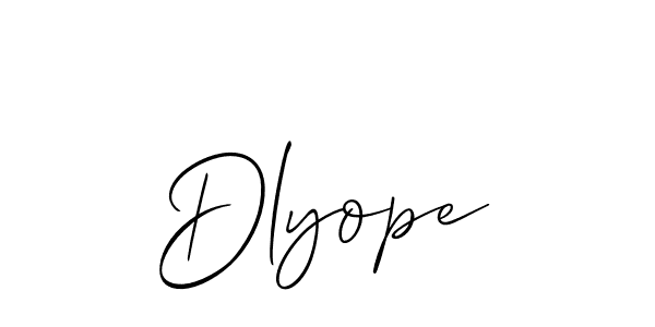 Use a signature maker to create a handwritten signature online. With this signature software, you can design (Allison_Script) your own signature for name Dlyope. Dlyope signature style 2 images and pictures png