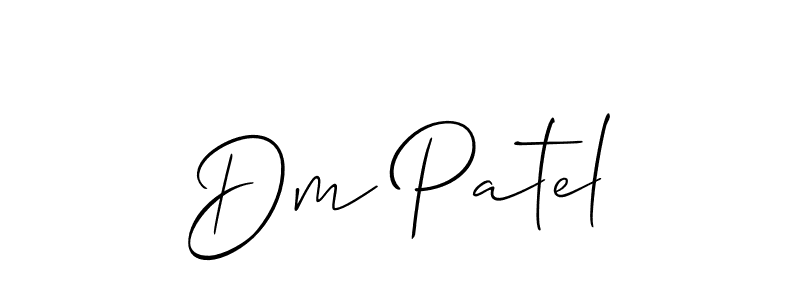 Make a beautiful signature design for name Dm Patel. With this signature (Allison_Script) style, you can create a handwritten signature for free. Dm Patel signature style 2 images and pictures png