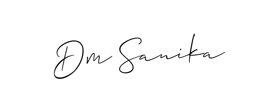 How to make Dm Sanika name signature. Use Allison_Script style for creating short signs online. This is the latest handwritten sign. Dm Sanika signature style 2 images and pictures png