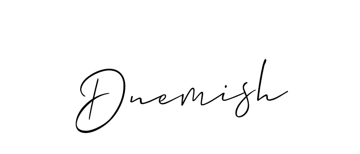 Allison_Script is a professional signature style that is perfect for those who want to add a touch of class to their signature. It is also a great choice for those who want to make their signature more unique. Get Dnemish name to fancy signature for free. Dnemish signature style 2 images and pictures png