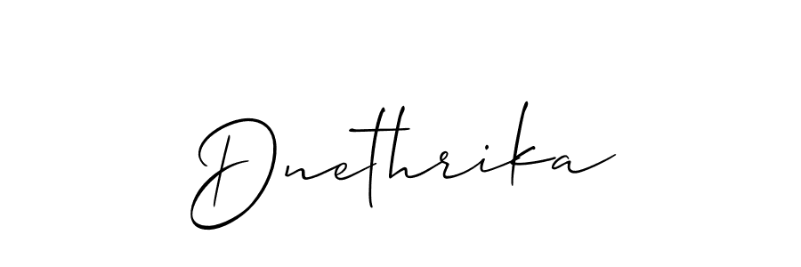 Use a signature maker to create a handwritten signature online. With this signature software, you can design (Allison_Script) your own signature for name Dnethrika. Dnethrika signature style 2 images and pictures png