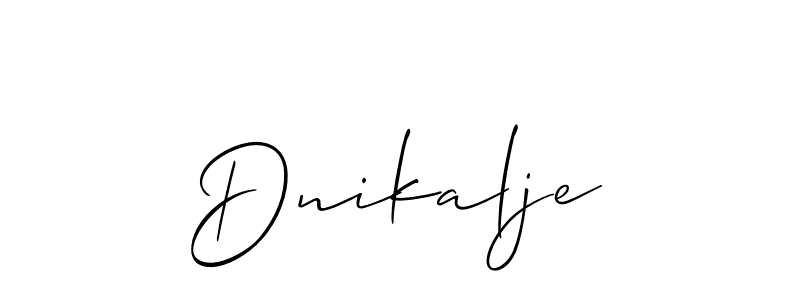 Use a signature maker to create a handwritten signature online. With this signature software, you can design (Allison_Script) your own signature for name Dnikalje. Dnikalje signature style 2 images and pictures png