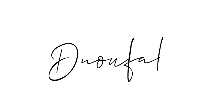 Also You can easily find your signature by using the search form. We will create Dnoufal name handwritten signature images for you free of cost using Allison_Script sign style. Dnoufal signature style 2 images and pictures png