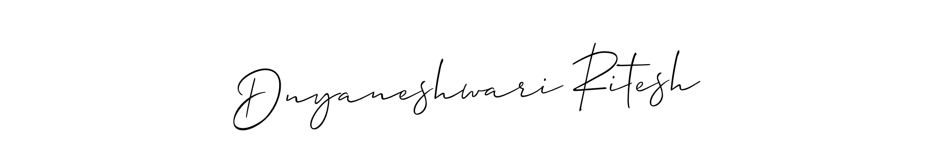 Allison_Script is a professional signature style that is perfect for those who want to add a touch of class to their signature. It is also a great choice for those who want to make their signature more unique. Get Dnyaneshwari Ritesh name to fancy signature for free. Dnyaneshwari Ritesh signature style 2 images and pictures png