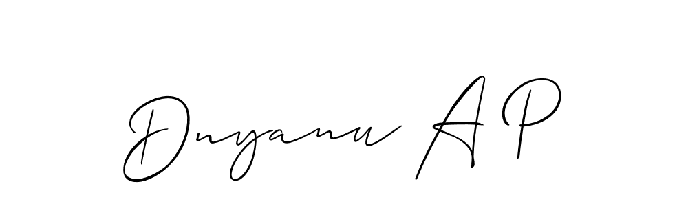 How to make Dnyanu A P name signature. Use Allison_Script style for creating short signs online. This is the latest handwritten sign. Dnyanu A P signature style 2 images and pictures png