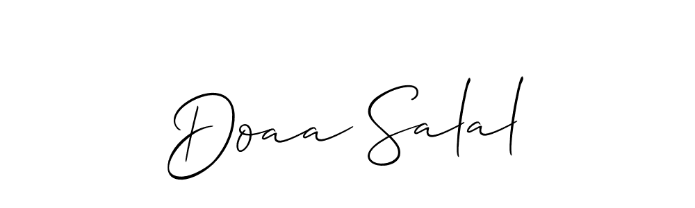 This is the best signature style for the Doaa Salal name. Also you like these signature font (Allison_Script). Mix name signature. Doaa Salal signature style 2 images and pictures png