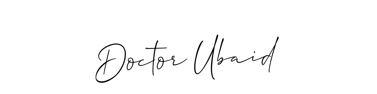 Similarly Allison_Script is the best handwritten signature design. Signature creator online .You can use it as an online autograph creator for name Doctor Ubaid. Doctor Ubaid signature style 2 images and pictures png