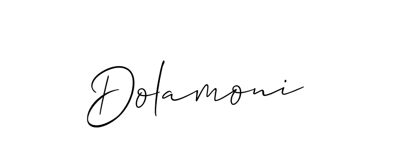 How to make Dolamoni name signature. Use Allison_Script style for creating short signs online. This is the latest handwritten sign. Dolamoni signature style 2 images and pictures png