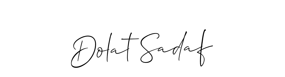 The best way (Allison_Script) to make a short signature is to pick only two or three words in your name. The name Dolat Sadaf include a total of six letters. For converting this name. Dolat Sadaf signature style 2 images and pictures png