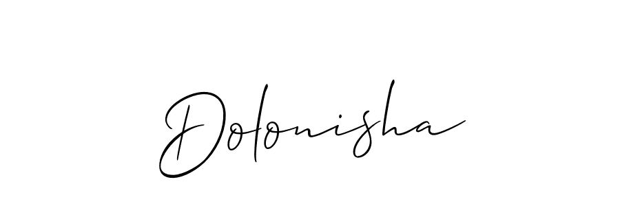 The best way (Allison_Script) to make a short signature is to pick only two or three words in your name. The name Dolonisha include a total of six letters. For converting this name. Dolonisha signature style 2 images and pictures png