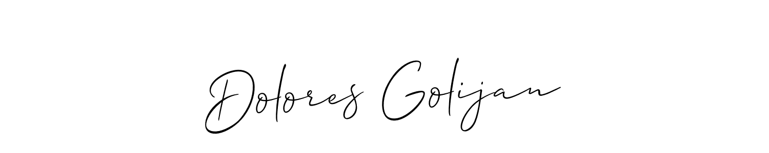 Use a signature maker to create a handwritten signature online. With this signature software, you can design (Allison_Script) your own signature for name Dolores Golijan. Dolores Golijan signature style 2 images and pictures png