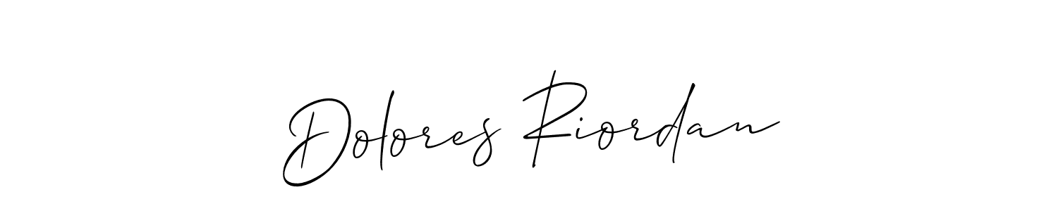 You should practise on your own different ways (Allison_Script) to write your name (Dolores Riordan) in signature. don't let someone else do it for you. Dolores Riordan signature style 2 images and pictures png