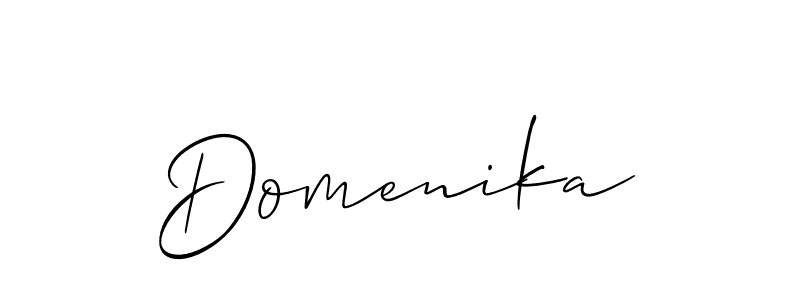 Create a beautiful signature design for name Domenika. With this signature (Allison_Script) fonts, you can make a handwritten signature for free. Domenika signature style 2 images and pictures png