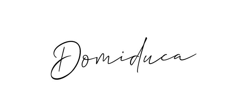 Also we have Domiduca name is the best signature style. Create professional handwritten signature collection using Allison_Script autograph style. Domiduca signature style 2 images and pictures png