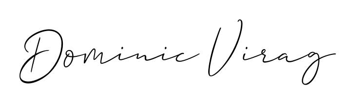 A sleek calligraphic signature for name Dominic Virag utilizing Allison_Script styling. Great for adding personal signatures to photos and art. Dominic Virag signature style 2 images and pictures png