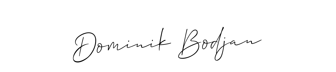 You should practise on your own different ways (Allison_Script) to write your name (Dominik Bodjan) in signature. don't let someone else do it for you. Dominik Bodjan signature style 2 images and pictures png
