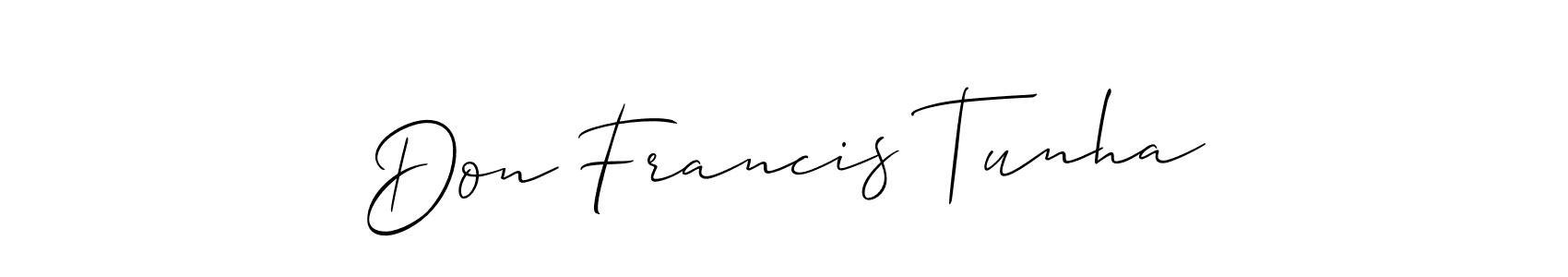 Similarly Allison_Script is the best handwritten signature design. Signature creator online .You can use it as an online autograph creator for name Don Francis Tunha. Don Francis Tunha signature style 2 images and pictures png