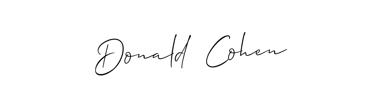 Make a short Donald  Cohen signature style. Manage your documents anywhere anytime using Allison_Script. Create and add eSignatures, submit forms, share and send files easily. Donald  Cohen signature style 2 images and pictures png