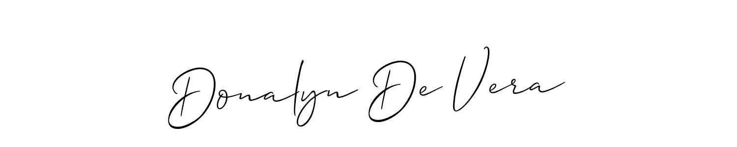 The best way (Allison_Script) to make a short signature is to pick only two or three words in your name. The name Donalyn De Vera include a total of six letters. For converting this name. Donalyn De Vera signature style 2 images and pictures png