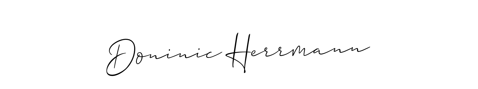 The best way (Allison_Script) to make a short signature is to pick only two or three words in your name. The name Doninic Herrmann include a total of six letters. For converting this name. Doninic Herrmann signature style 2 images and pictures png