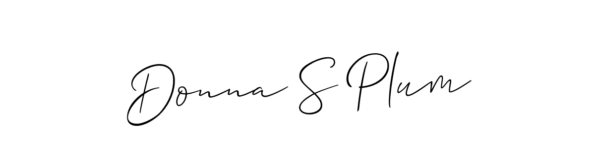 Make a beautiful signature design for name Donna S Plum. With this signature (Allison_Script) style, you can create a handwritten signature for free. Donna S Plum signature style 2 images and pictures png