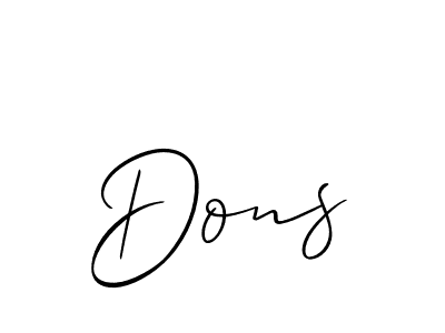 Use a signature maker to create a handwritten signature online. With this signature software, you can design (Allison_Script) your own signature for name Dons. Dons signature style 2 images and pictures png