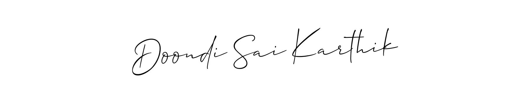 Make a beautiful signature design for name Doondi Sai Karthik. With this signature (Allison_Script) style, you can create a handwritten signature for free. Doondi Sai Karthik signature style 2 images and pictures png