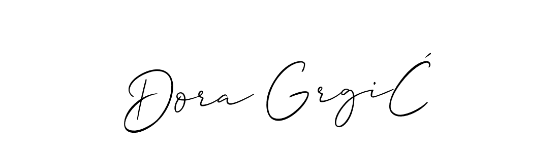 The best way (Allison_Script) to make a short signature is to pick only two or three words in your name. The name Dora GrgiĆ include a total of six letters. For converting this name. Dora GrgiĆ signature style 2 images and pictures png