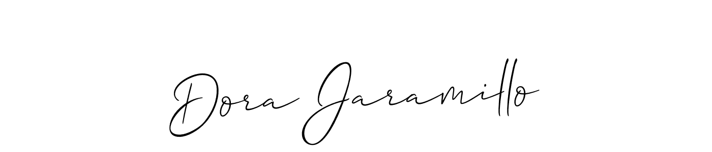 The best way (Allison_Script) to make a short signature is to pick only two or three words in your name. The name Dora Jaramillo include a total of six letters. For converting this name. Dora Jaramillo signature style 2 images and pictures png