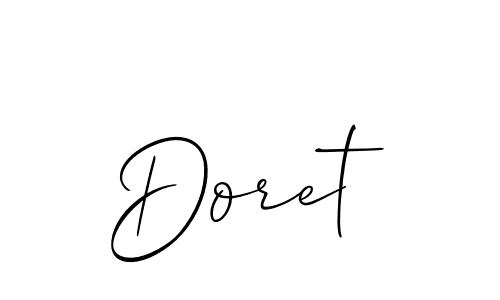 It looks lik you need a new signature style for name Doret. Design unique handwritten (Allison_Script) signature with our free signature maker in just a few clicks. Doret signature style 2 images and pictures png
