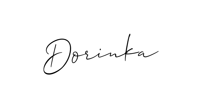 The best way (Allison_Script) to make a short signature is to pick only two or three words in your name. The name Dorinka include a total of six letters. For converting this name. Dorinka signature style 2 images and pictures png