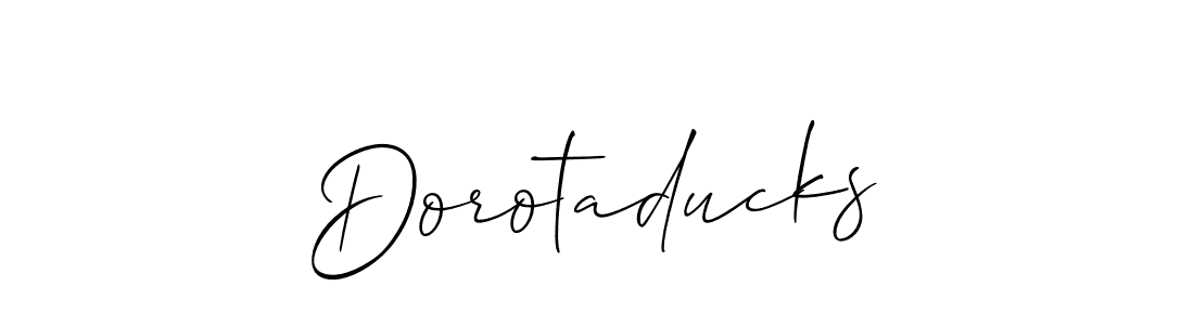 How to make Dorotaducks name signature. Use Allison_Script style for creating short signs online. This is the latest handwritten sign. Dorotaducks signature style 2 images and pictures png