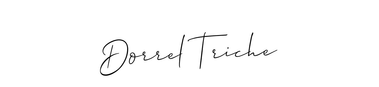 The best way (Allison_Script) to make a short signature is to pick only two or three words in your name. The name Dorrel Triche include a total of six letters. For converting this name. Dorrel Triche signature style 2 images and pictures png