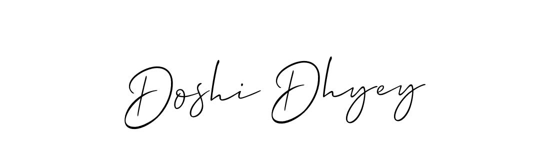 How to make Doshi Dhyey name signature. Use Allison_Script style for creating short signs online. This is the latest handwritten sign. Doshi Dhyey signature style 2 images and pictures png