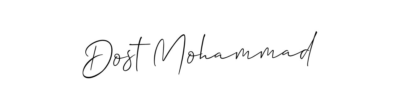 Dost Mohammad stylish signature style. Best Handwritten Sign (Allison_Script) for my name. Handwritten Signature Collection Ideas for my name Dost Mohammad. Dost Mohammad signature style 2 images and pictures png