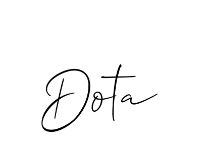 Use a signature maker to create a handwritten signature online. With this signature software, you can design (Allison_Script) your own signature for name Dota. Dota signature style 2 images and pictures png